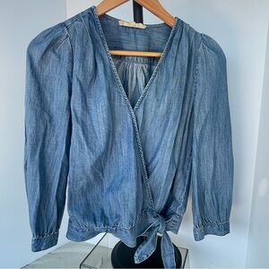 Madewell Chambray Wrap Blouse